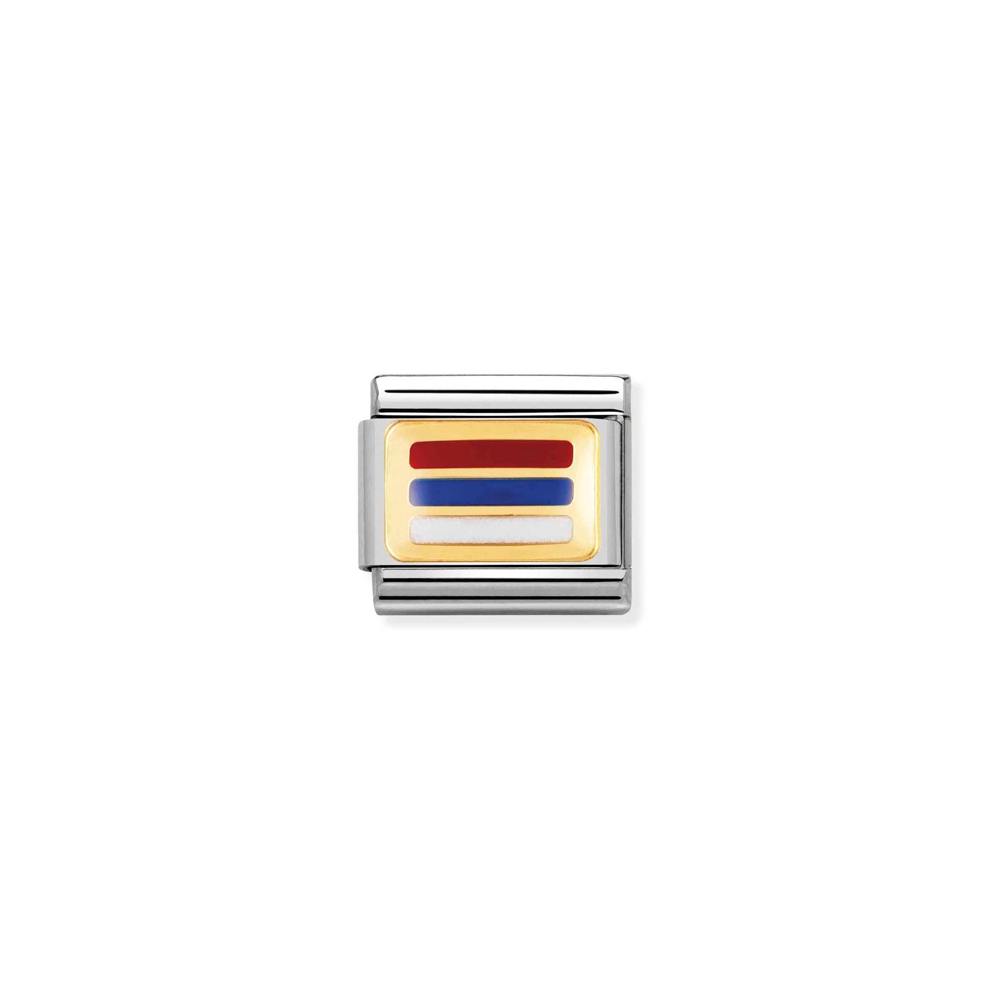 Nomination Composable Classic Charm Flagge Serbien - Edelstahl, Gold 750 Gelbgold, Emaille