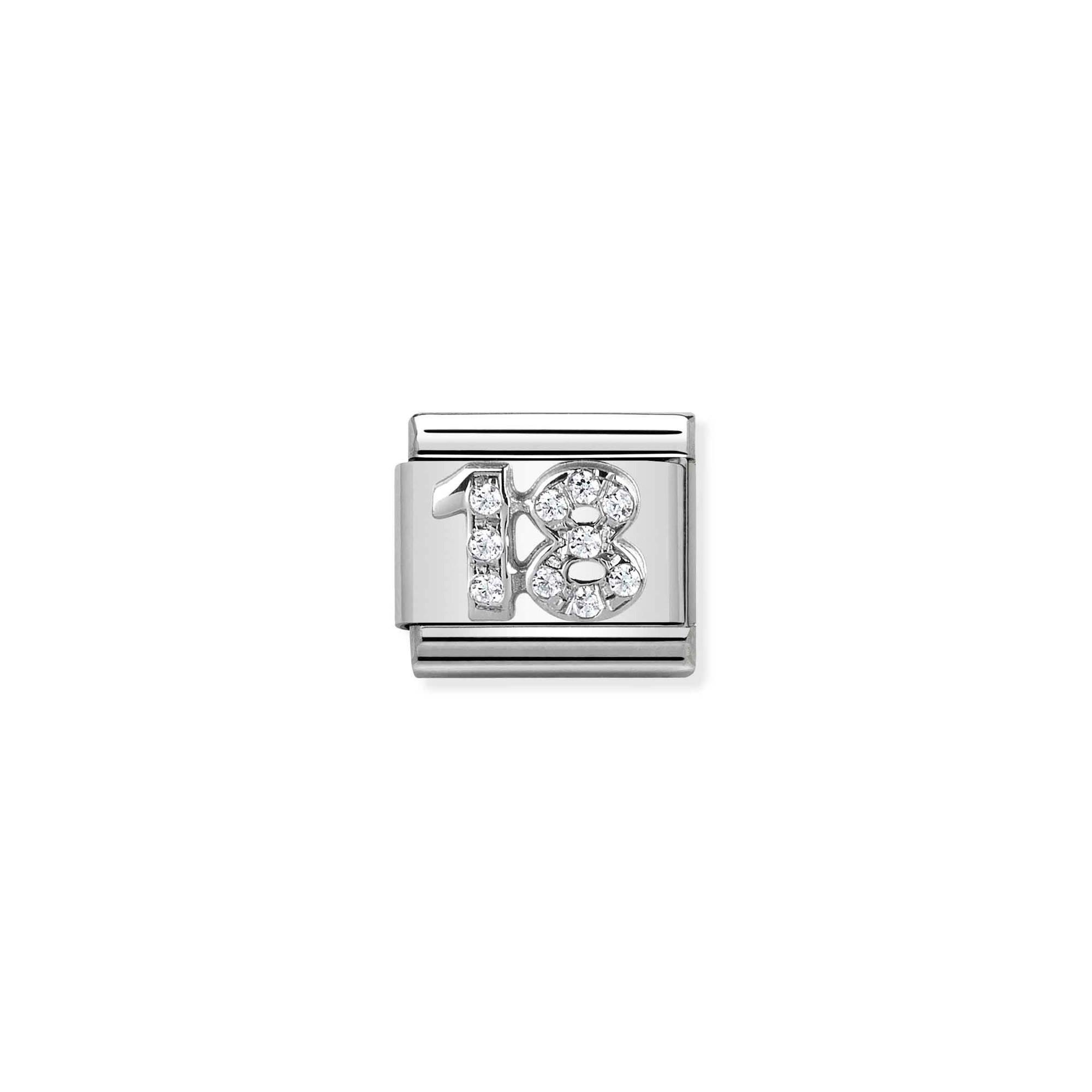 Nomination Composable Classic Charm Zahl 18 - Edelstahl, Sterling Silber