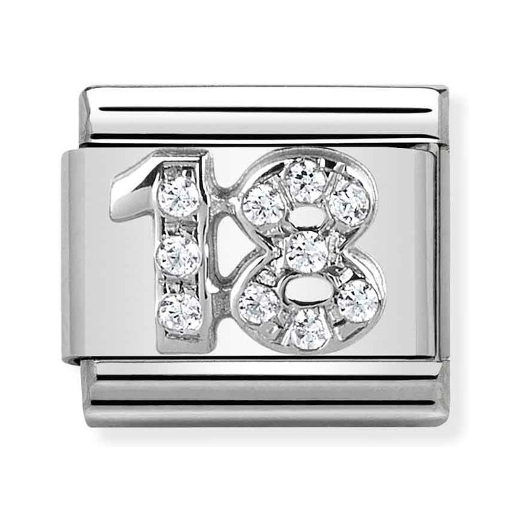 Nomination Composable Classic Charm Zahl 18 - Edelstahl, Sterling Silber