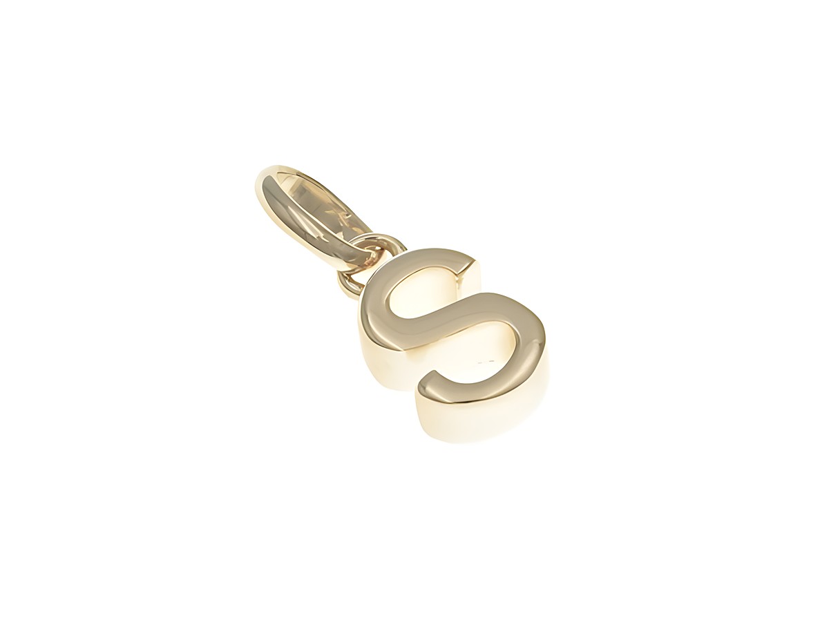 Anhänger aus poliertem Sterling Silber in Form des Buchstabens S, vergoldet in Roségold, Hersteller Juwelier Harnisch, eignet sich ideal als persönliches Schmuckstück.