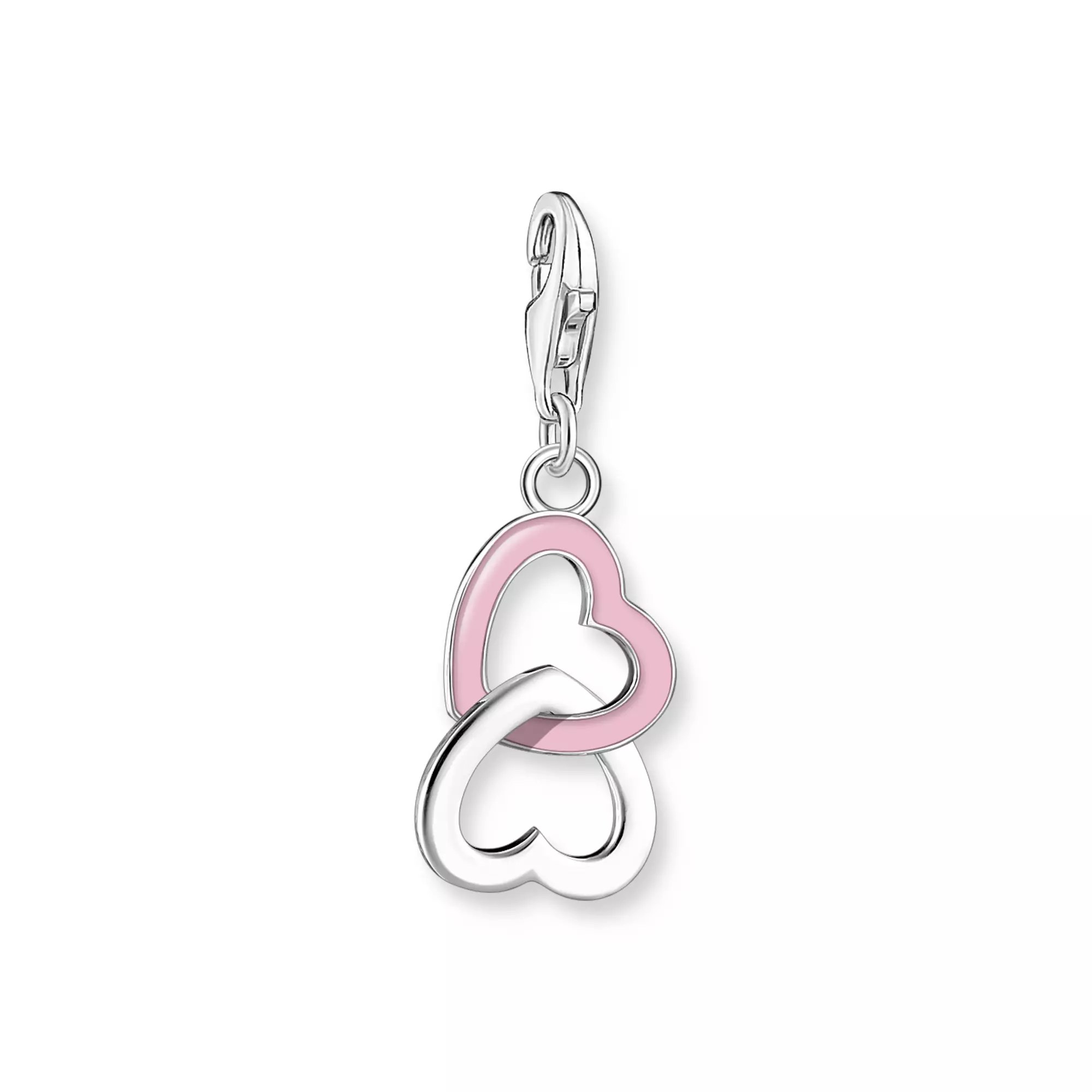 Thomas Sabo Charm-Anhänger - Verschlungene - Herzen - Silber & Emaille - Rosa-Pink