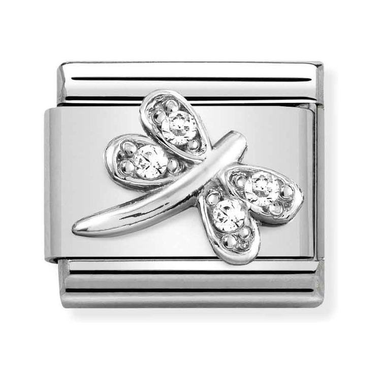 Nomination Composable Classic Charm Libelle weiß - Edelstahl, Sterling Silber, Zirkonia
