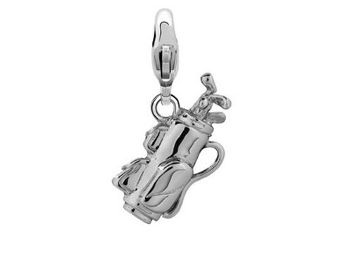 Ein silberner Charms-Anhänger in Form einer Golftasche mit Schläger, ideal für Golfbegeisterte, von Ti Sento, Modell Hole in One 8163SI. Perfekt für stilvolle Armbänder oder Ketten.