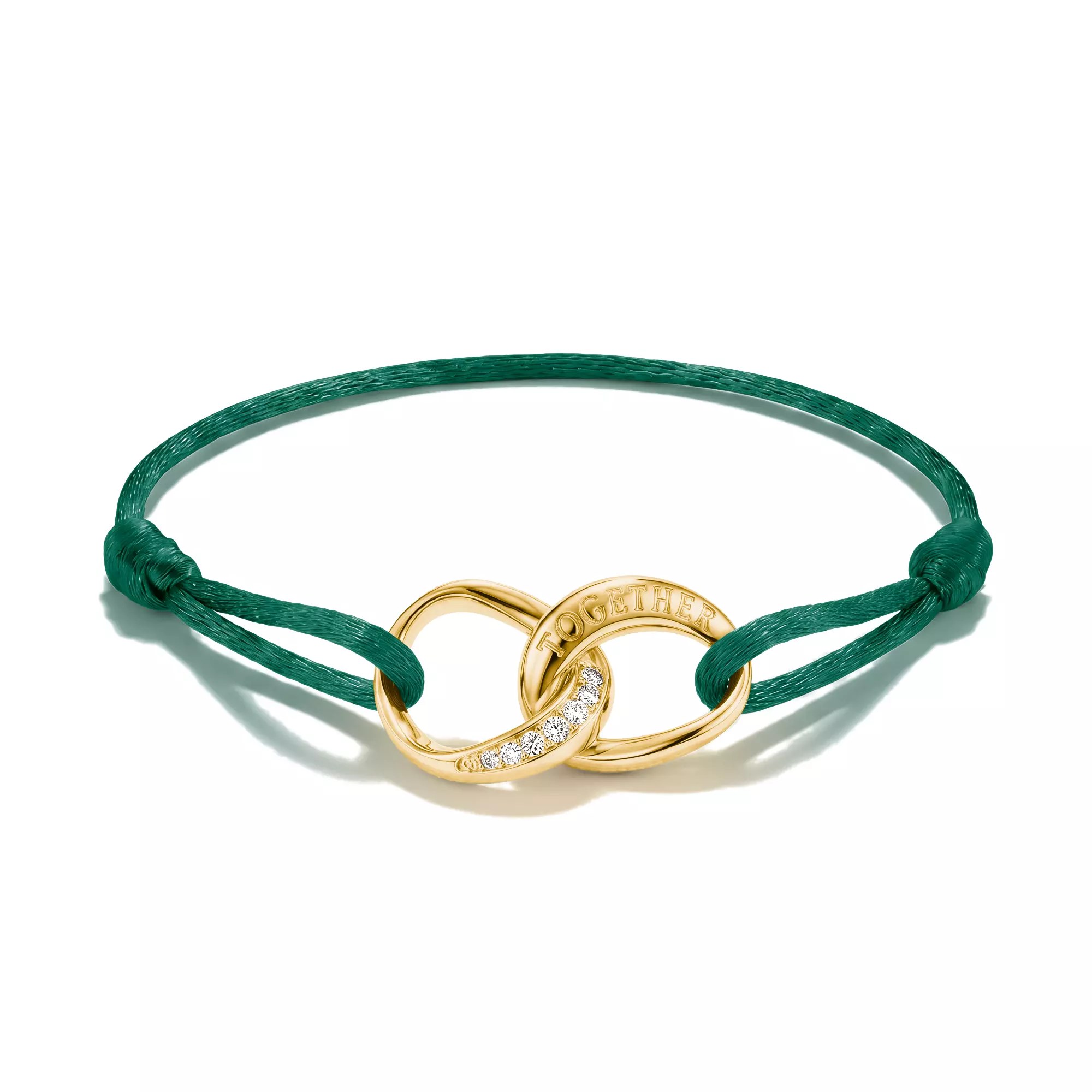 Thomas Sabo Together - Armband - 24 cm - 18K Gelbgold-Vergoldung & Textil - grün