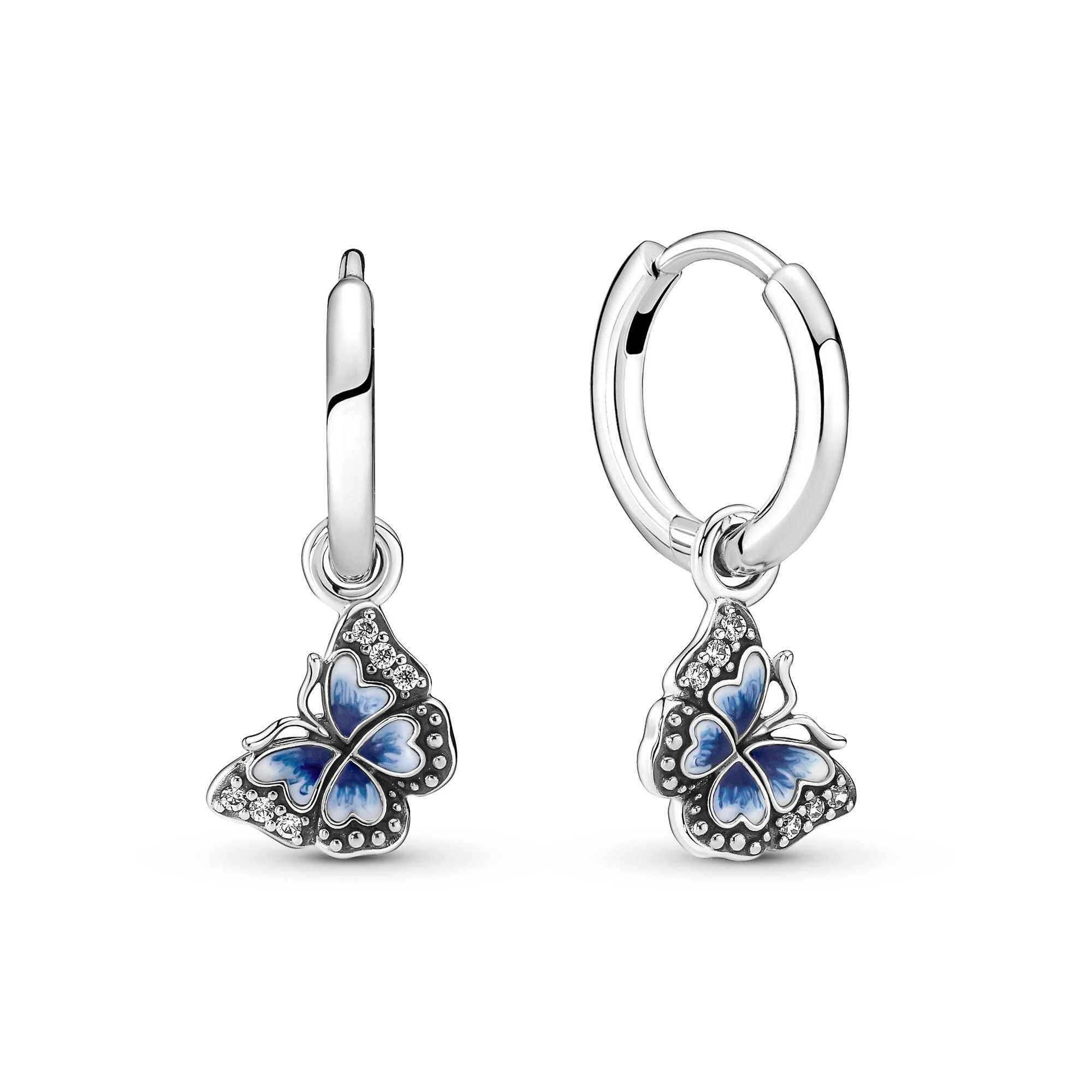 Pandora Blaue Schmetterling-Ohrringe - Silber - Emaille Zirkonia - Blau