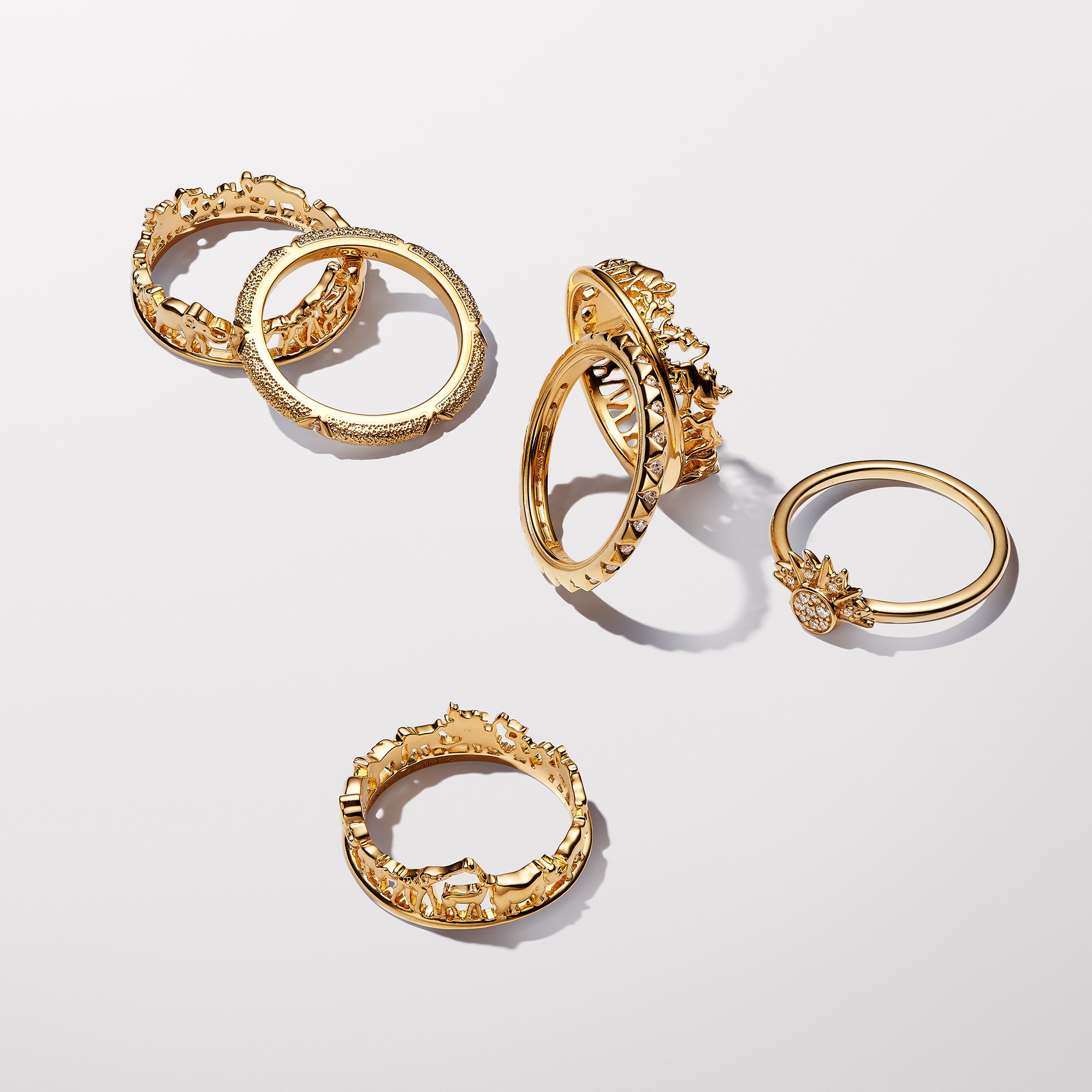 Pandora ME Struktur & Steine Ring - Gelbgold verg. - Zirkonia klar – Ansicht 2