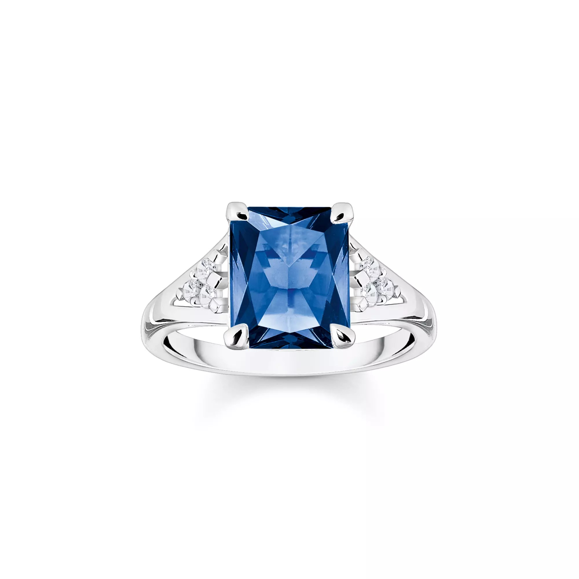 Thomas Sabo Ring mit blauen und weißen Steinen Silber – Zirkonia – 1 mm hoch