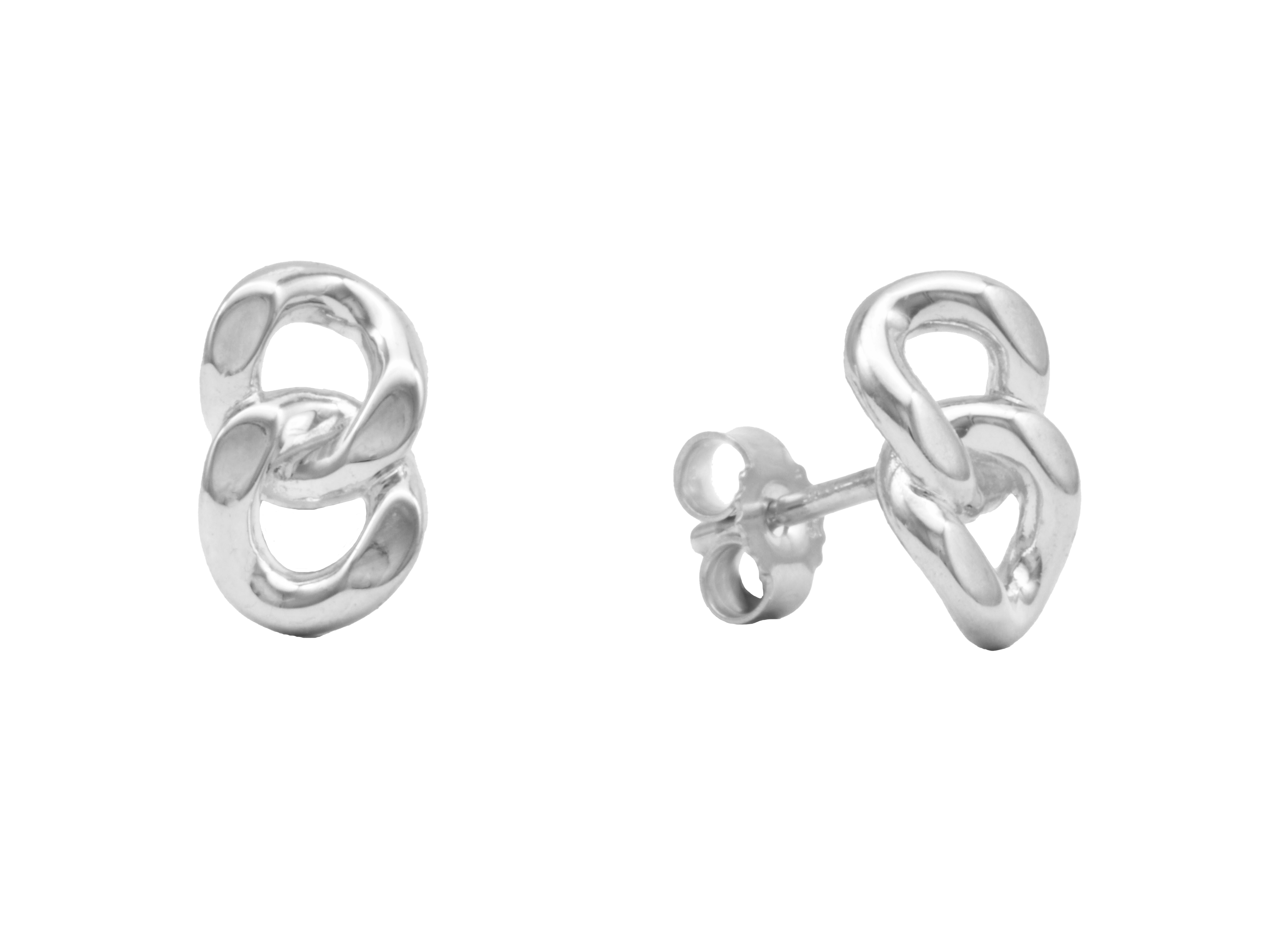 Ohrstecker Panzerringe aus Sterling Silber 925 rhodiniert poliert, ohne Stein, Hersteller Juwelier Harnisch, elegante Form mit zeitlosem Design, ideal für jeden Anlass.