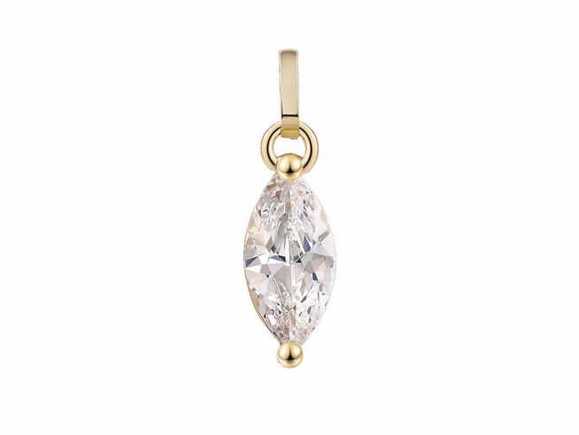 Gelbgold 585 Anhänger von Xenox mit poliertem Finish und einem Zirkonia in elegantem Marquiseschliff, der für einen funkelnden Akzent sorgt. Ideal für vielseitige Schmuckstücke.