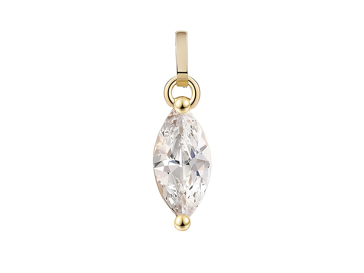 Gelbgold 585 Anhänger von Xenox mit poliertem Finish und einem Zirkonia in elegantem Marquiseschliff, der für einen funkelnden Akzent sorgt. Ideal für vielseitige Schmuckstücke.