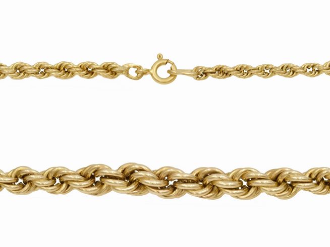 Goldkette Kordelkette 41 cm - 6,7 mm - verlaufend - zeitlos, Hersteller: Juwelier Harnisch, Kordel, elegant und hochwertig, ideal als Schmuckstück für jeden Anlass.