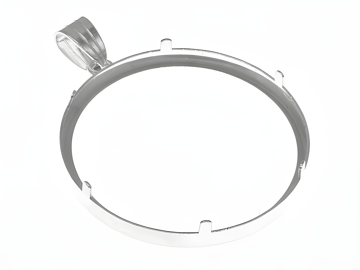 Ein schlichter Anhänger aus 925 Sterling Silber für Münzen mit einem maximalen Durchmesser von 36 mm, hergestellt von Juwelier Harnisch, geeignet für Münzen bis 4,0 cm. – Ansicht 3