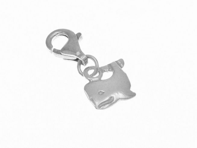 Charmanhänger in Form eines Wals aus poliertem Sterling Silber, hergestellt von Juwelier Harnisch, ideal für Schmuckliebhaber.
