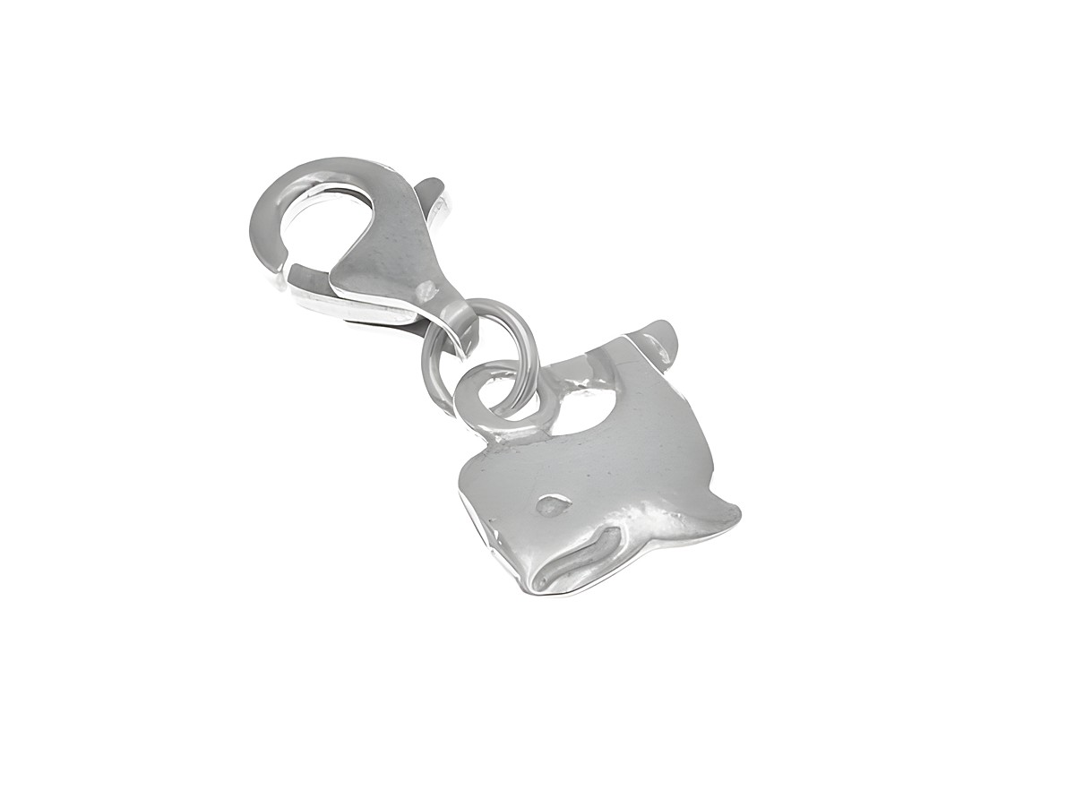 Charmanhänger in Form eines Wals aus poliertem Sterling Silber, hergestellt von Juwelier Harnisch, ideal für Schmuckliebhaber.