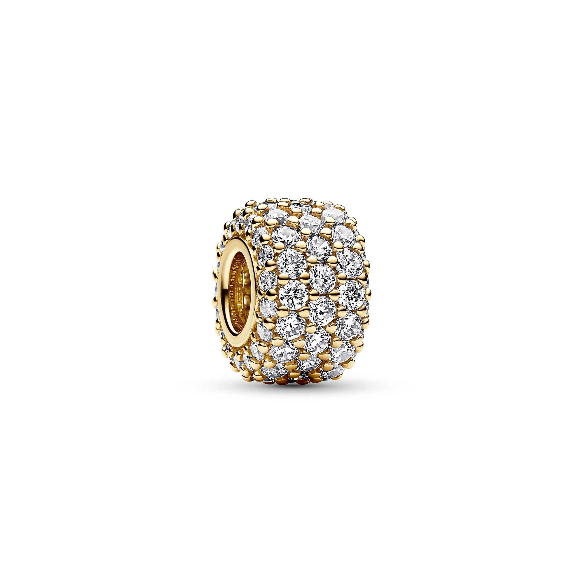 Pandora Funkelndes Dreireihiges Pavé-Charm - Gelbgold Vergoldung - Zirkonia