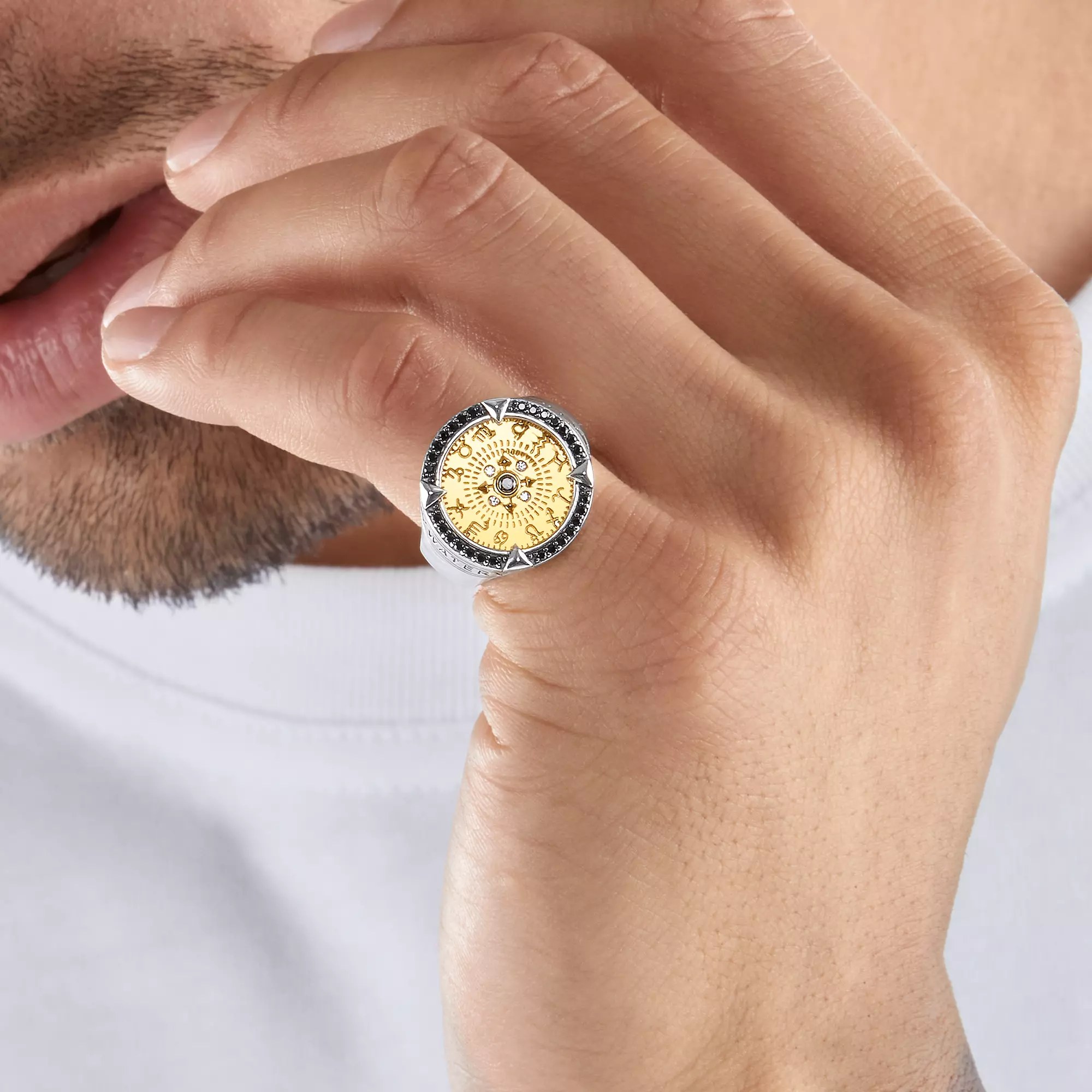 Thomas Sabo Ring Sterling Silber - vergoldet Gelbgold + geschw. + Zirkonia mehrfarbig – Ansicht 3