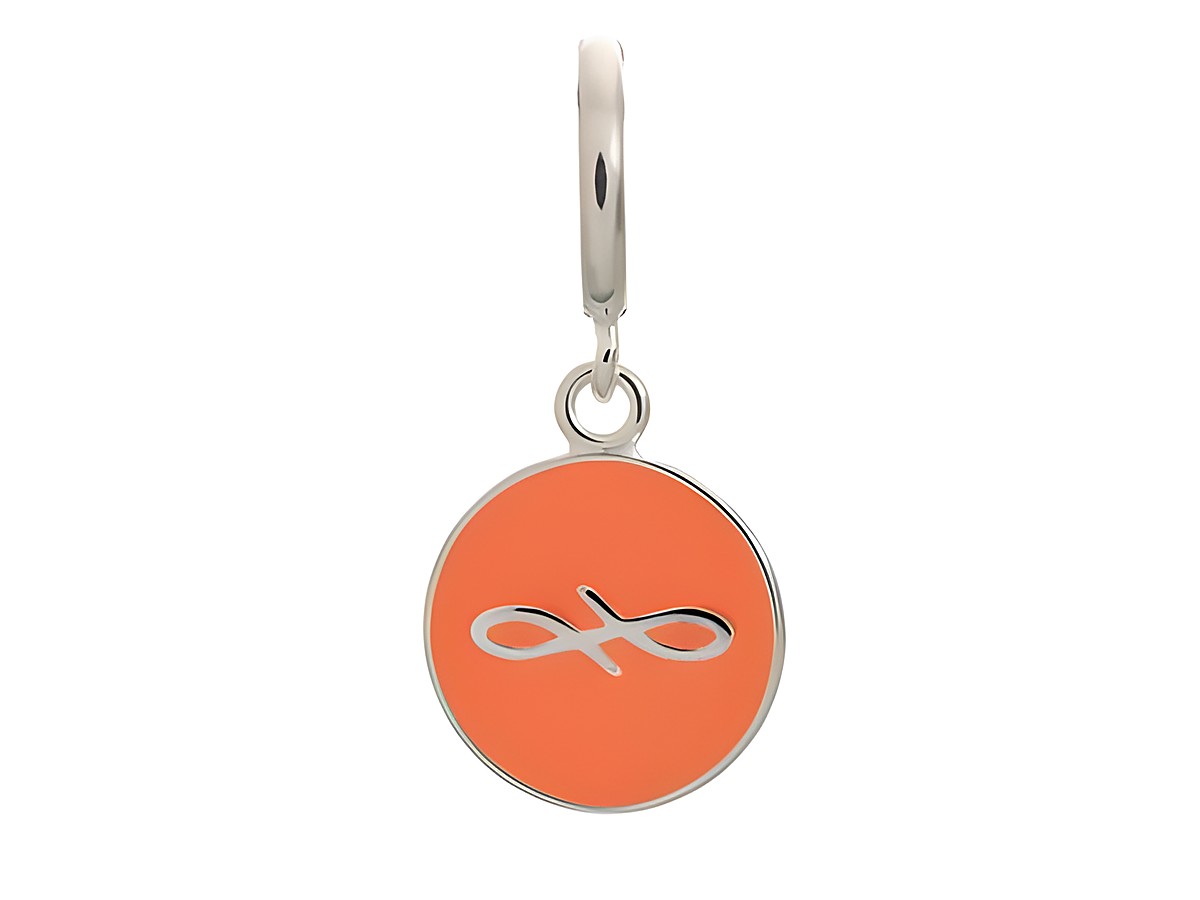 Silber Anhänger von Endless, Modell Coral Endless Coin, mit orangefarbener Oberfläche und elegantem Design, ideal für persönlichen Schmuck oder als Geschenk.