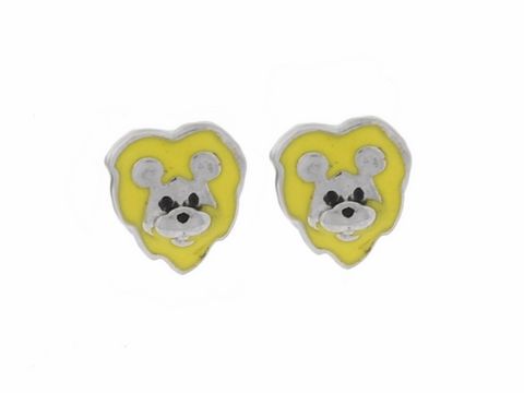 Silber Ohrringe in Löwenform, rhodiniert mit gelbem und schwarzem Lack, niedlich designt, hergestellt von Juwelier Harnisch, ideal für Kinder.