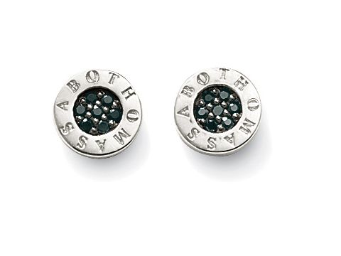 Thomas Sabo Ohrstecker H1547-051-11 aus Silber, verziert mit Zirkonia, runde Form mit eingeprägtem Schriftzug, elegantes Design für anspruchsvolle Trägerinnen.