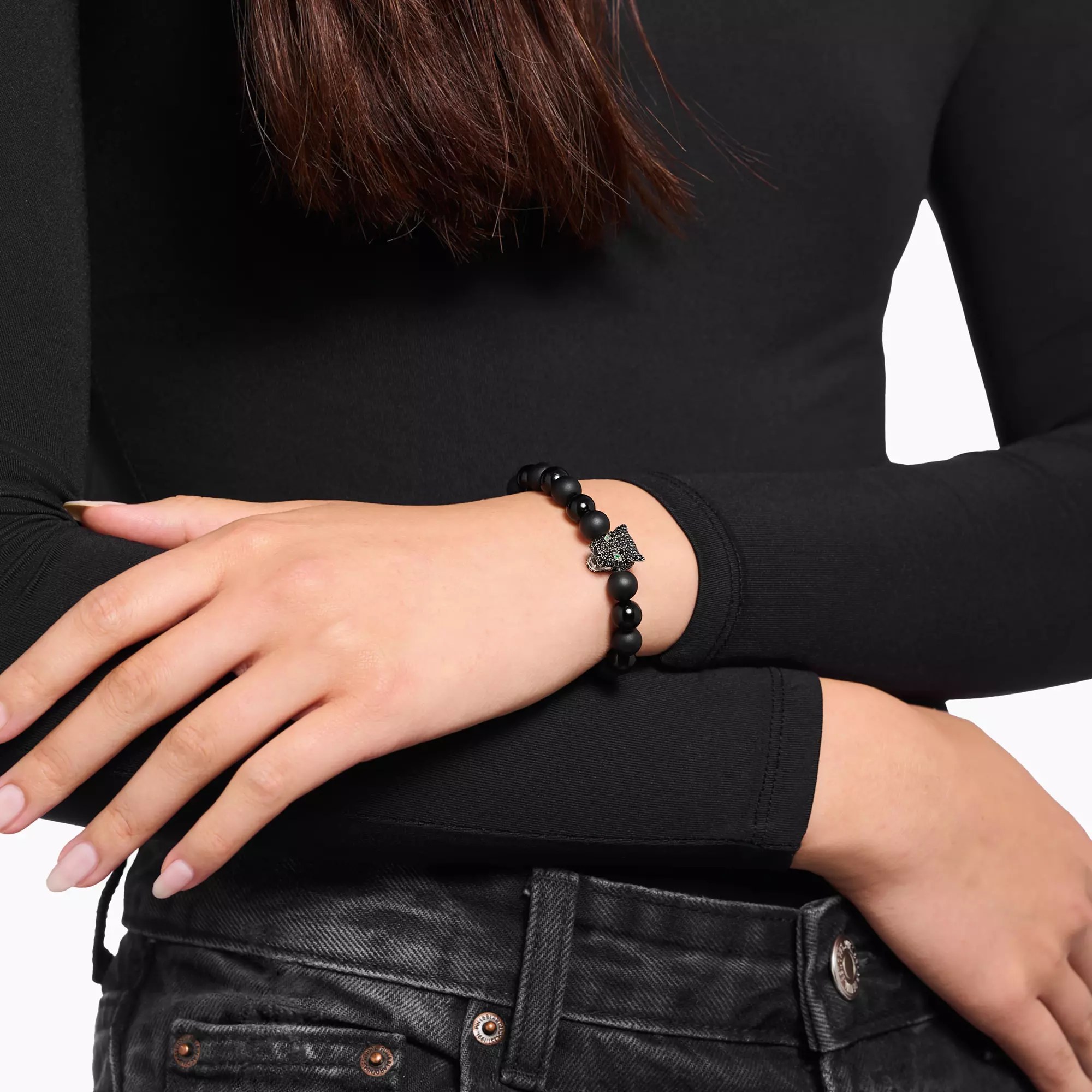 Thomas Sabo Bead Armband - Katzenkopf - SCHWARZ - Rebel Basics 17 cm – Ansicht 2