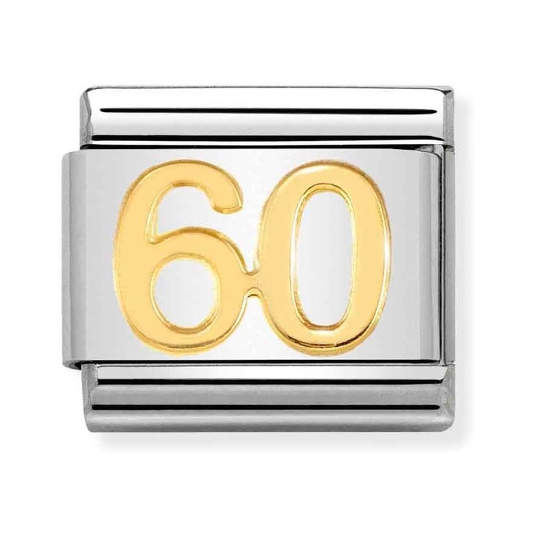 Nomination Composable Classic Charm Zahl 60 - Edelstahl, Gold 750 Gelbgold