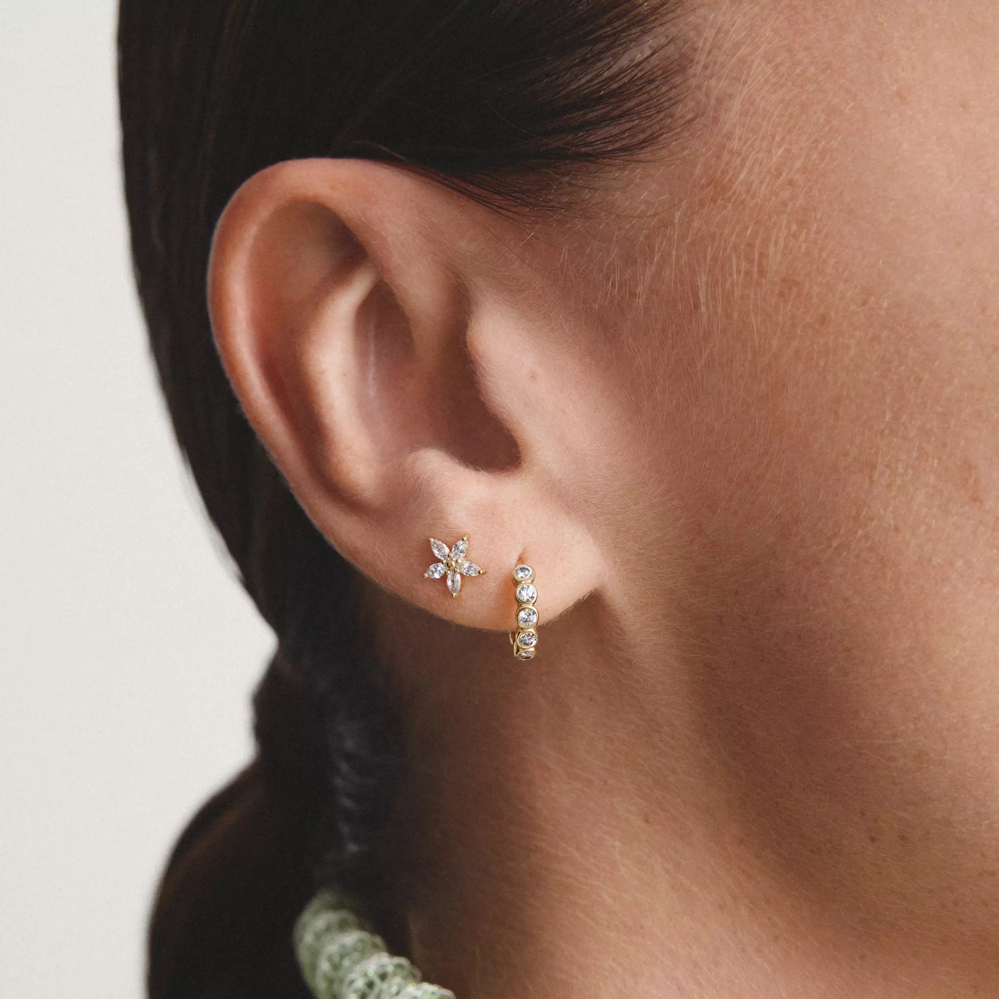 Thomas Sabo Ohrstecker Blume - 18k Gelbgold Vergoldung - Zirkonia