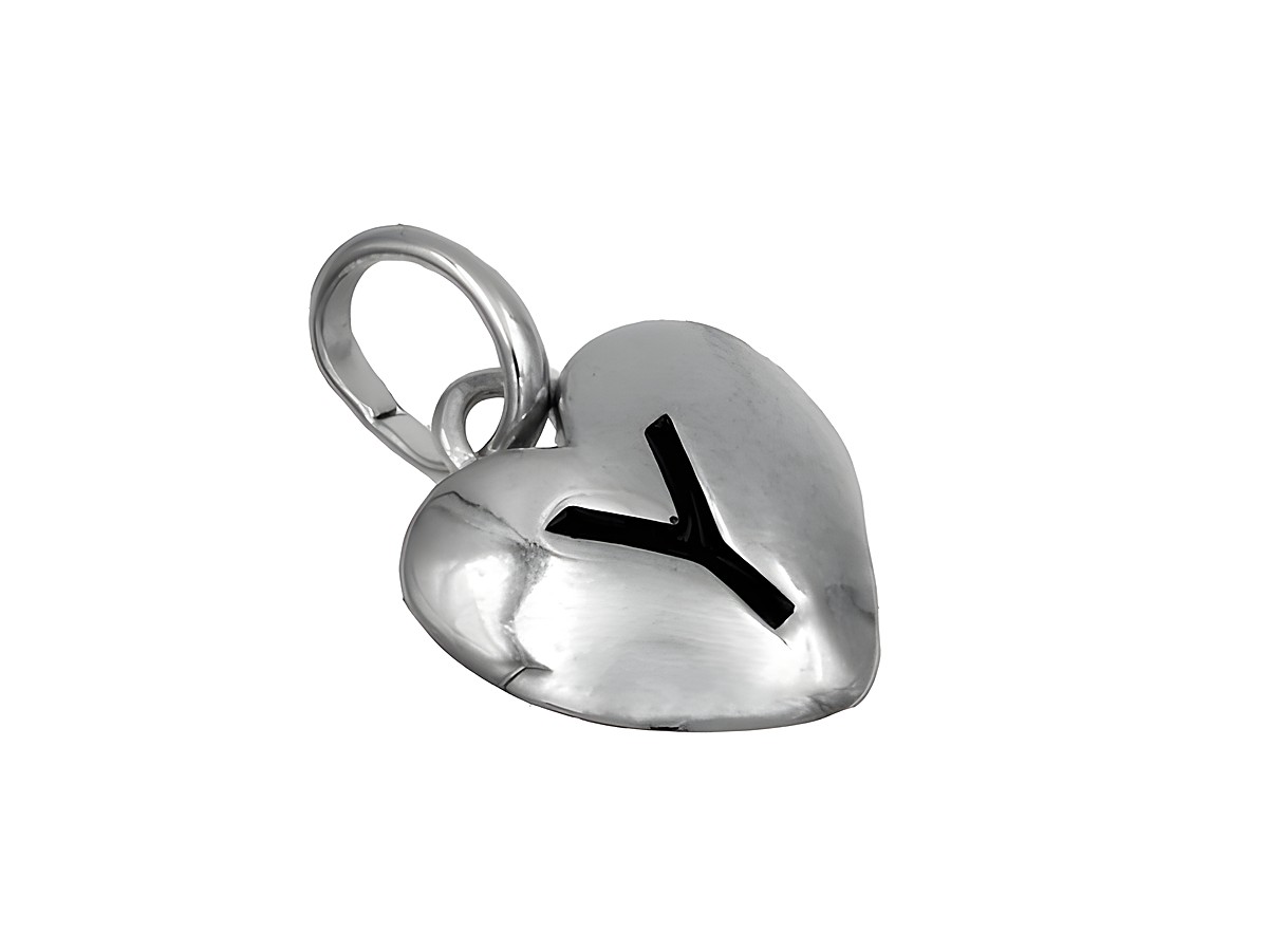 Anhänger in Herzform mit dem Buchstaben Y, aus 925 Sterling Silber, poliert und rhodiniert, hergestellt von Juwelier Harnisch, ideal für Kinder.