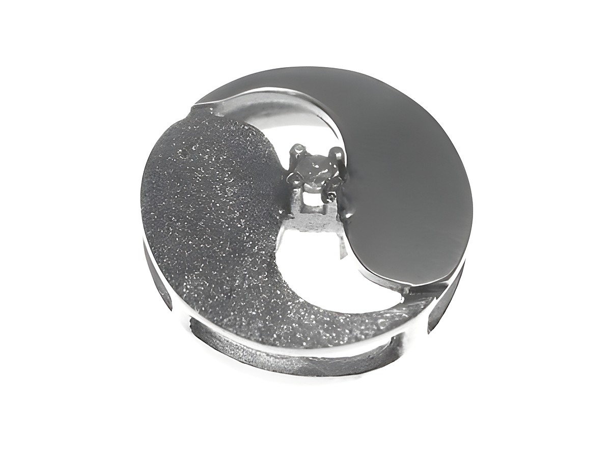Gold Anhänger aus Weißgold mit Diamant 0,015 ct, Hersteller Juwelier Harnisch, elegantes Design in Form eines Yin-Yang-Symbols. Ideal als zeitloses Schmuckstück.