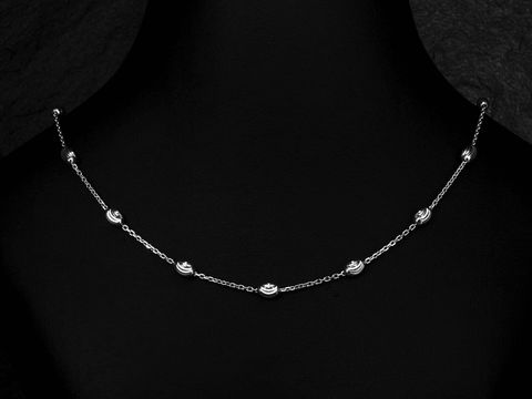 Silber Kette - Anker diamantiert - rhodiniert - mit ovalen Elementen - 45 cm lang, Hersteller: Juwelier Harnisch, elegant und zeitlos im Design, ideal für besondere Anlässe.