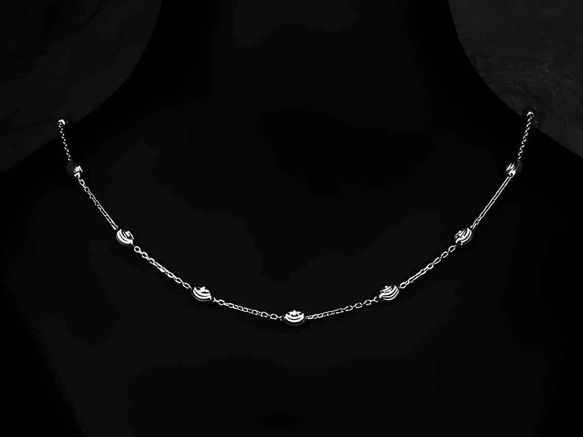 Silber Kette - Anker diamantiert - rhodiniert - mit ovalen Elementen - 45 cm lang, Hersteller: Juwelier Harnisch, elegant und zeitlos im Design, ideal für besondere Anlässe. – Ansicht 2
