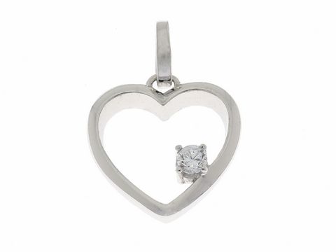 Herz Anhänger aus Silber rhodiniert mit Zirkonia, romantisches Design, Hersteller Juwelier Harnisch, durchlaufend. Ideal für besondere Anlässe und als Geschenk.