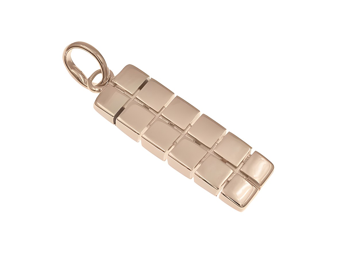 Ein eleganter Anhänger in Klötzchen-Form aus Sterling Silber mit Roségold Vergoldung, hergestellt von Juwelier Harnisch, ideal für diverses Schmuckdesign.