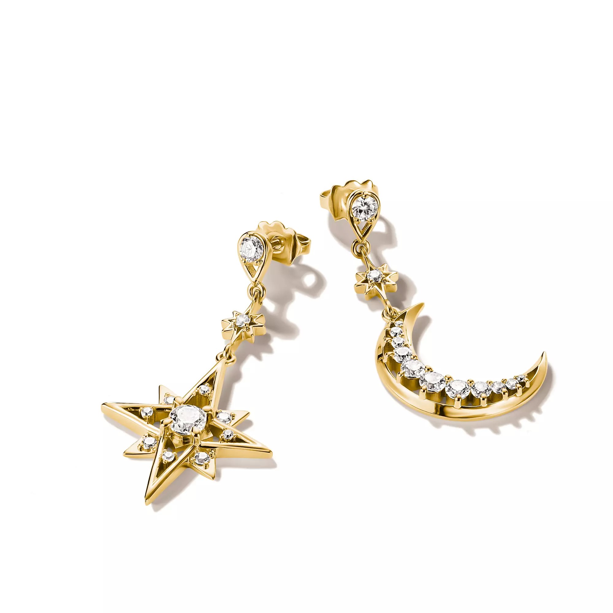 Thomas Sabo Midnight Sky - Ohrringe Mond und Stern - 18k Gelbgold Vergoldung - Zirkonia – Ansicht 2