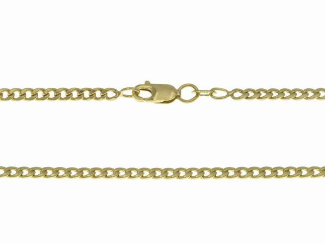 Panzerkette 585 in Gelbgold, Maße 2,8 x 1,4 mm, Länge 45 cm, mit Karabinerverschluss, Hersteller Juwelier Harnisch.