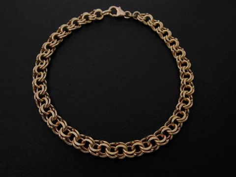 43367-0 Armband Doppel-Panzer in Gold 585, Maße 5,4 x 2,3 mm, Länge 18,5 cm, Hersteller Juwelier Harnisch, elegant und zeitlos, ideal für besondere Anlässe oder als täglicher Begleiter.