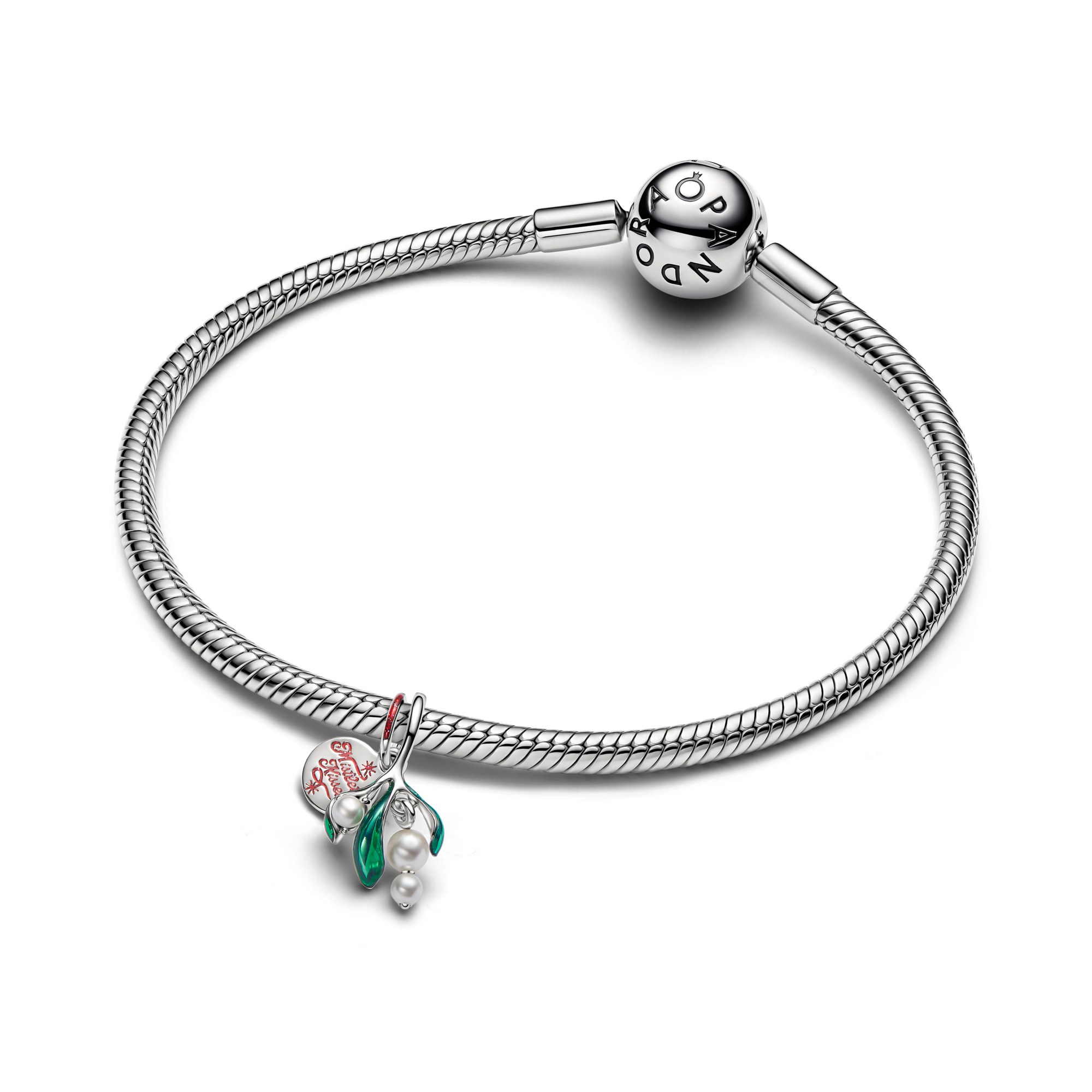 Pandora Moments - Hänge-Charm Mistelzweig - platiniert – Ansicht 3