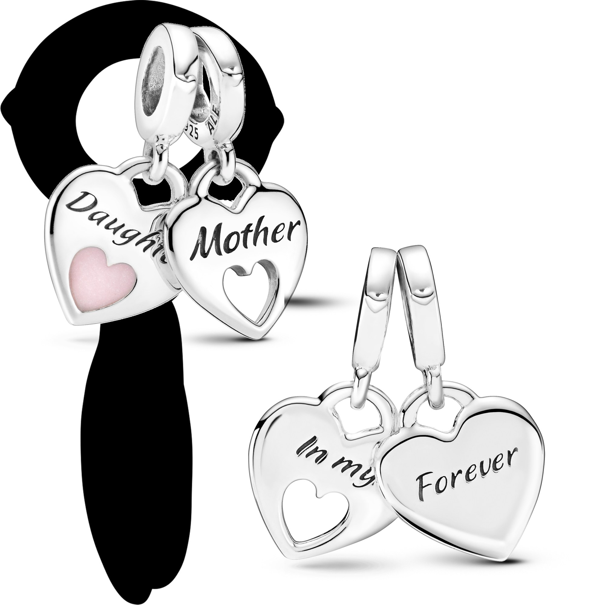 Pandora People - Charm - Mutter & Tochter Herz - Silber - Emaille – Ansicht 4