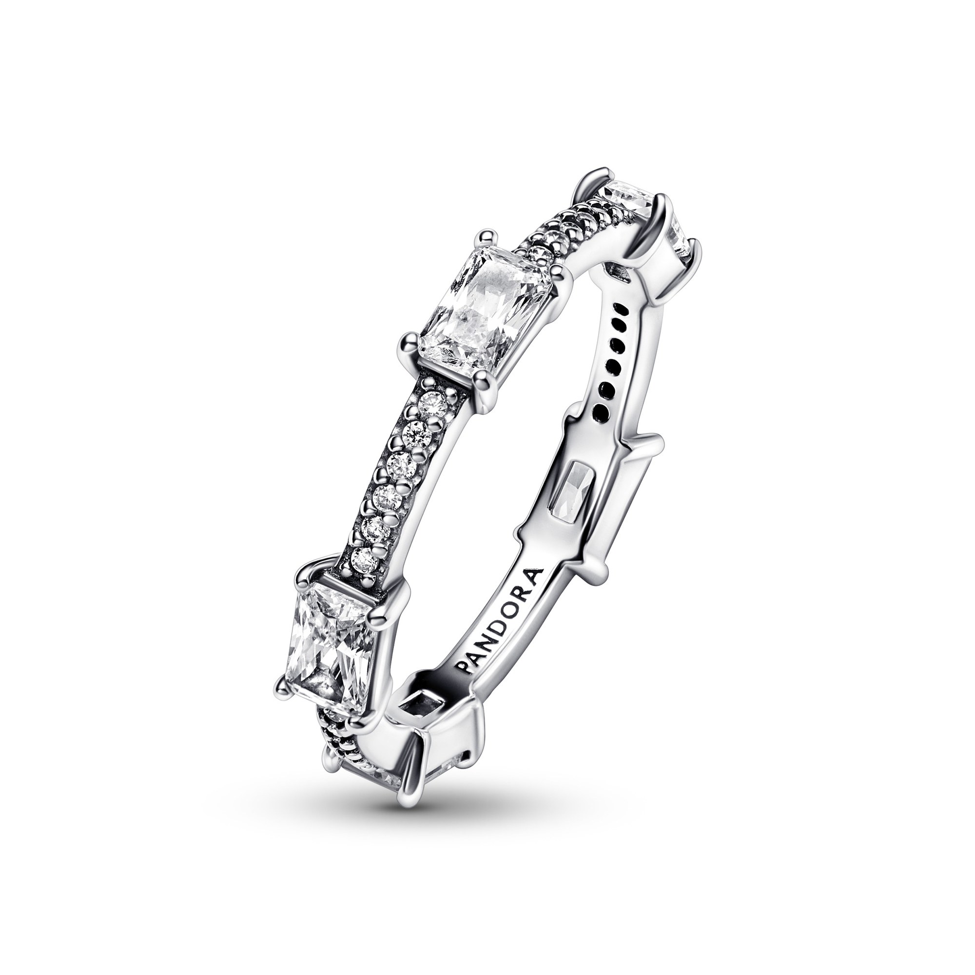 Pandora Rechteckige Steine funkelnder Pavé-Ring - Sterling Silber - Zirkonia - Klar Ansicht 3 – Ansicht 3