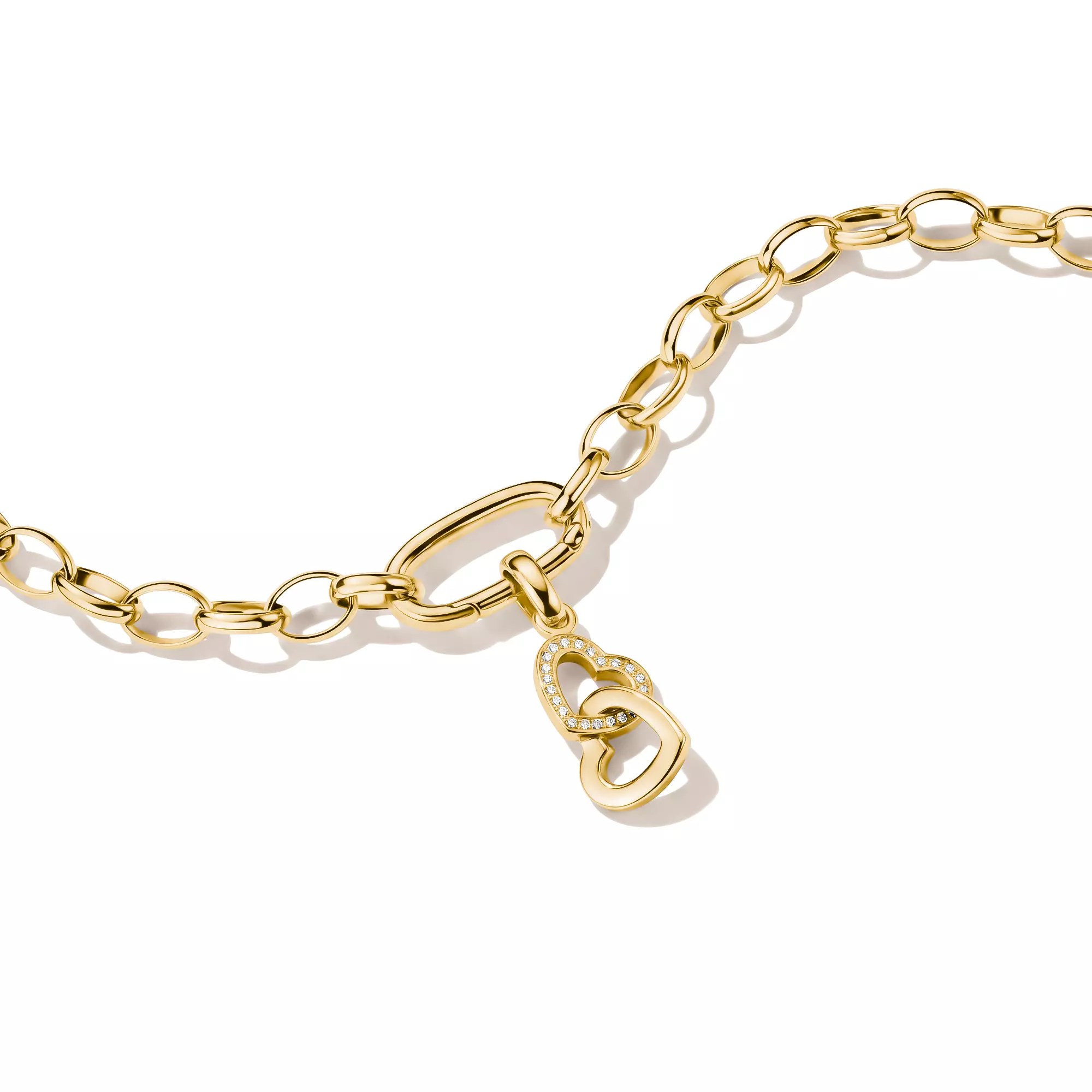 Thomas Sabo Connect - Charm zwei Herzen - 18k Gelbgold Vergoldung - Zirkonia - Charm mit Öse – Ansicht 2