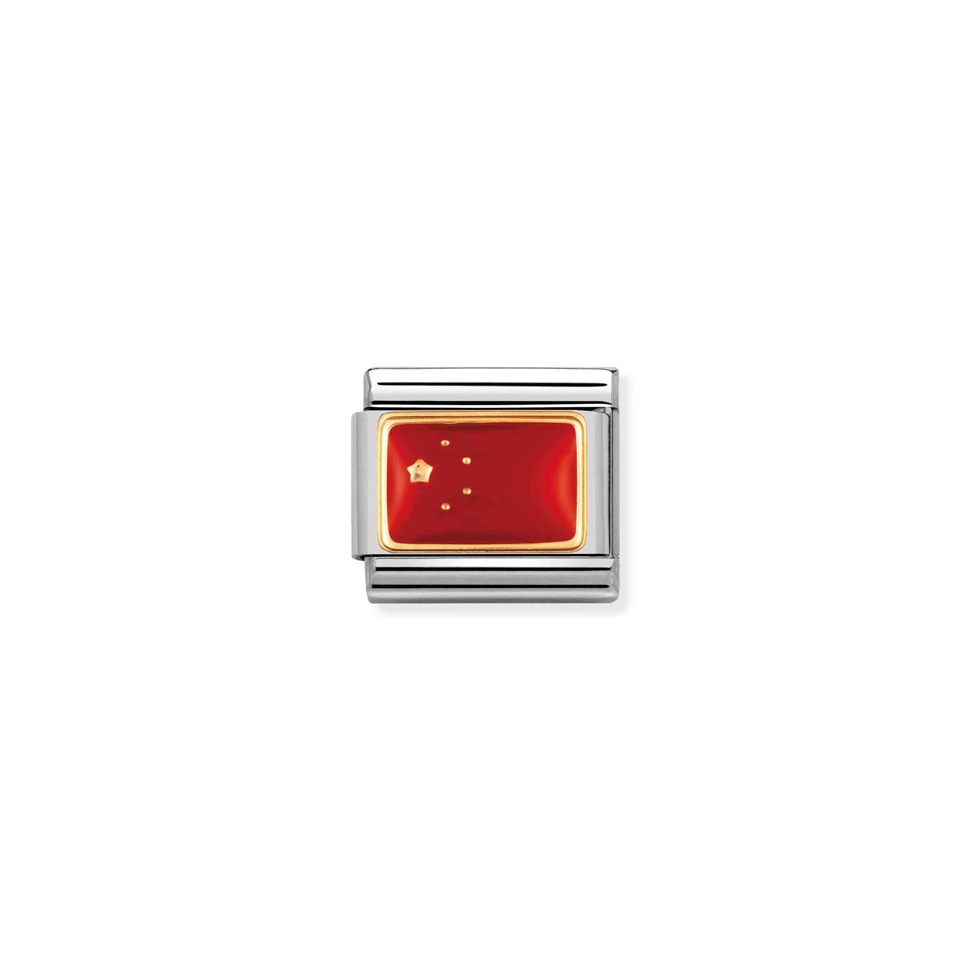 Nomination Composable Classic Charm Flagge China - Edelstahl, Gold 750 Gelbgold, Emaille
