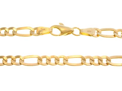 Figaro Panzerkette in Gold mit 333er Legierung, 50cm lang und 4,5mm breit, hergestellt von Juwelier Harnisch, attraktive elegante Kette für jeden Anlass.