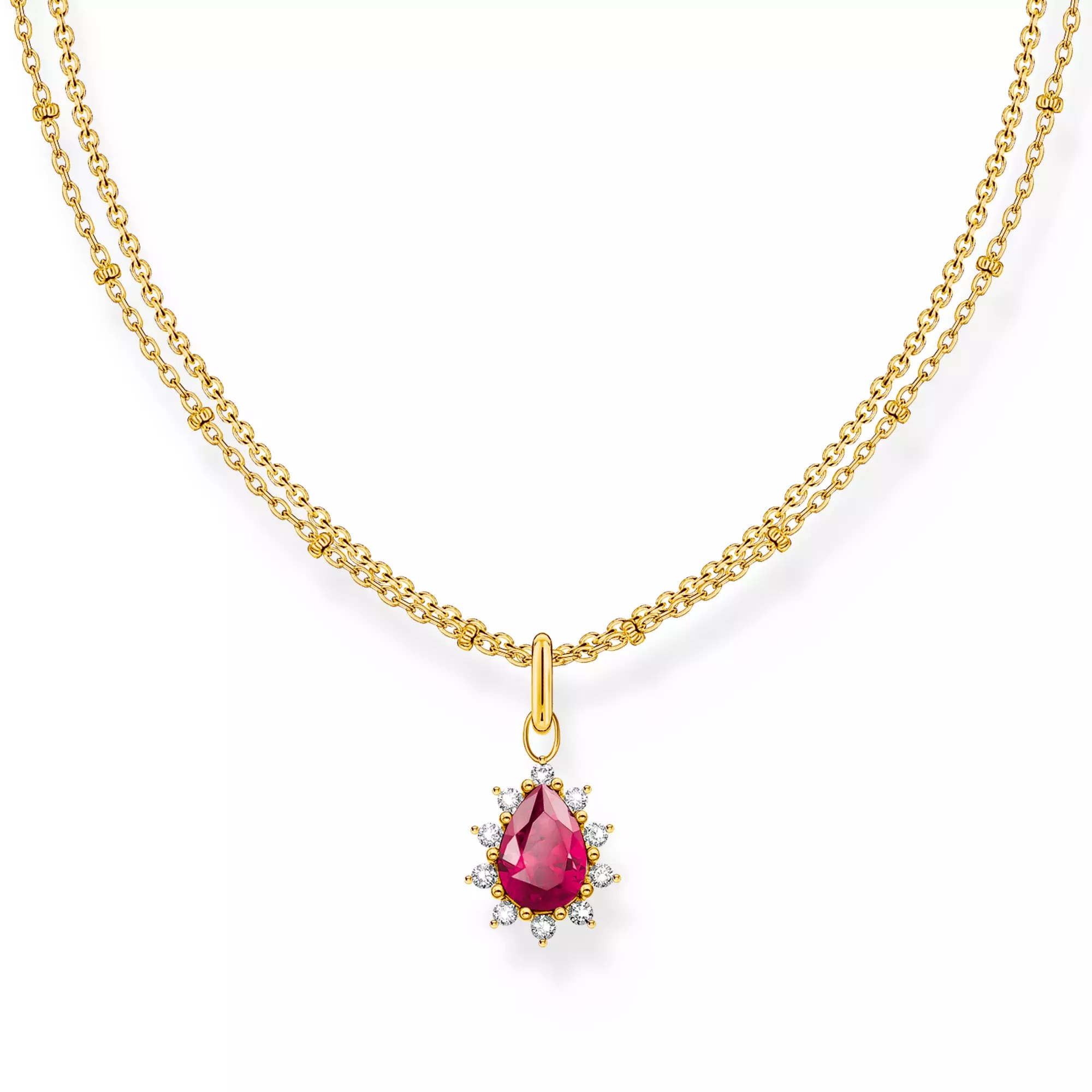 Thomas Sabo True Romance Kette - rot - Silber + 750er Vergoldung + Lab Grown Saphir 40-45 cm – Ansicht 2