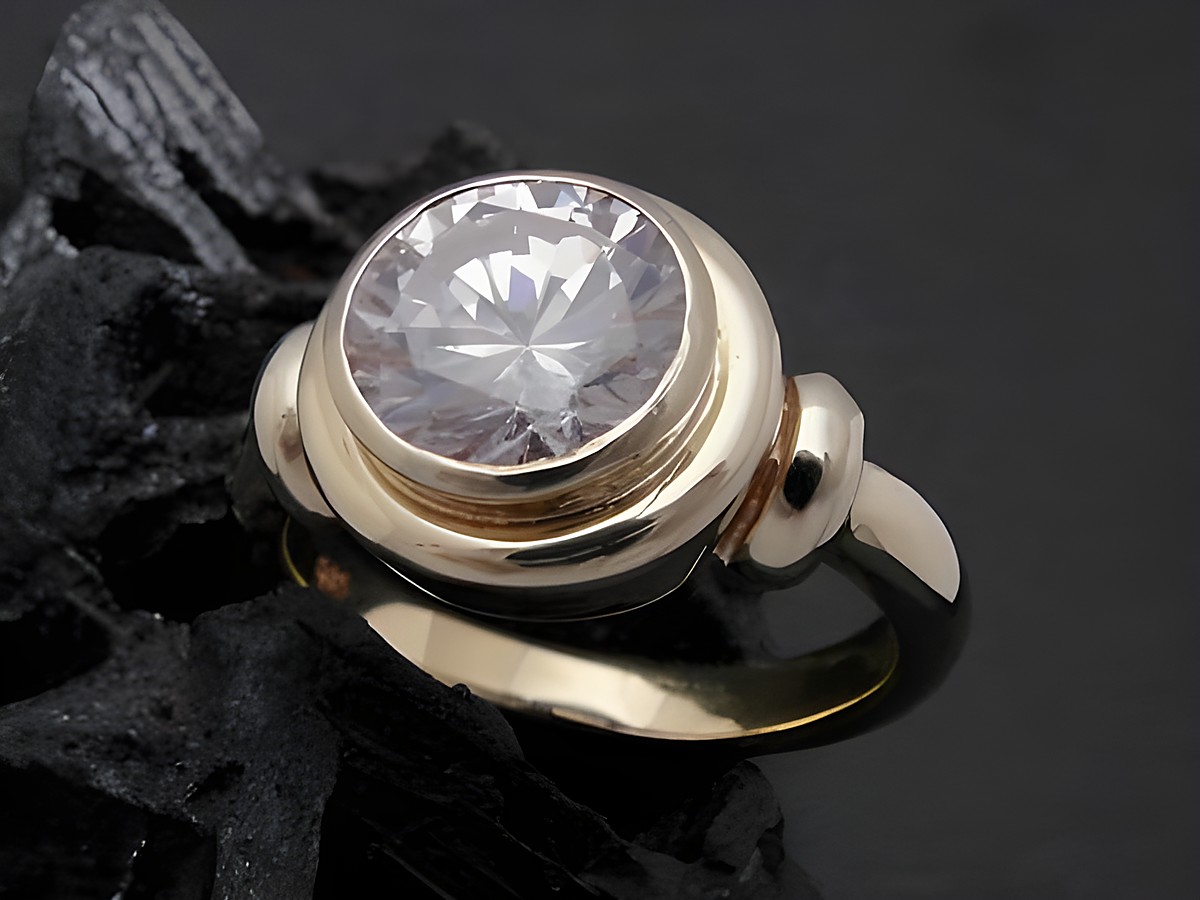 Gold Ring charismatisch aus Gold 585 mit Zirkonia, eleganter Goldring in Größe 56, Hersteller Juwelier Harnisch, bis Größe 56/18.