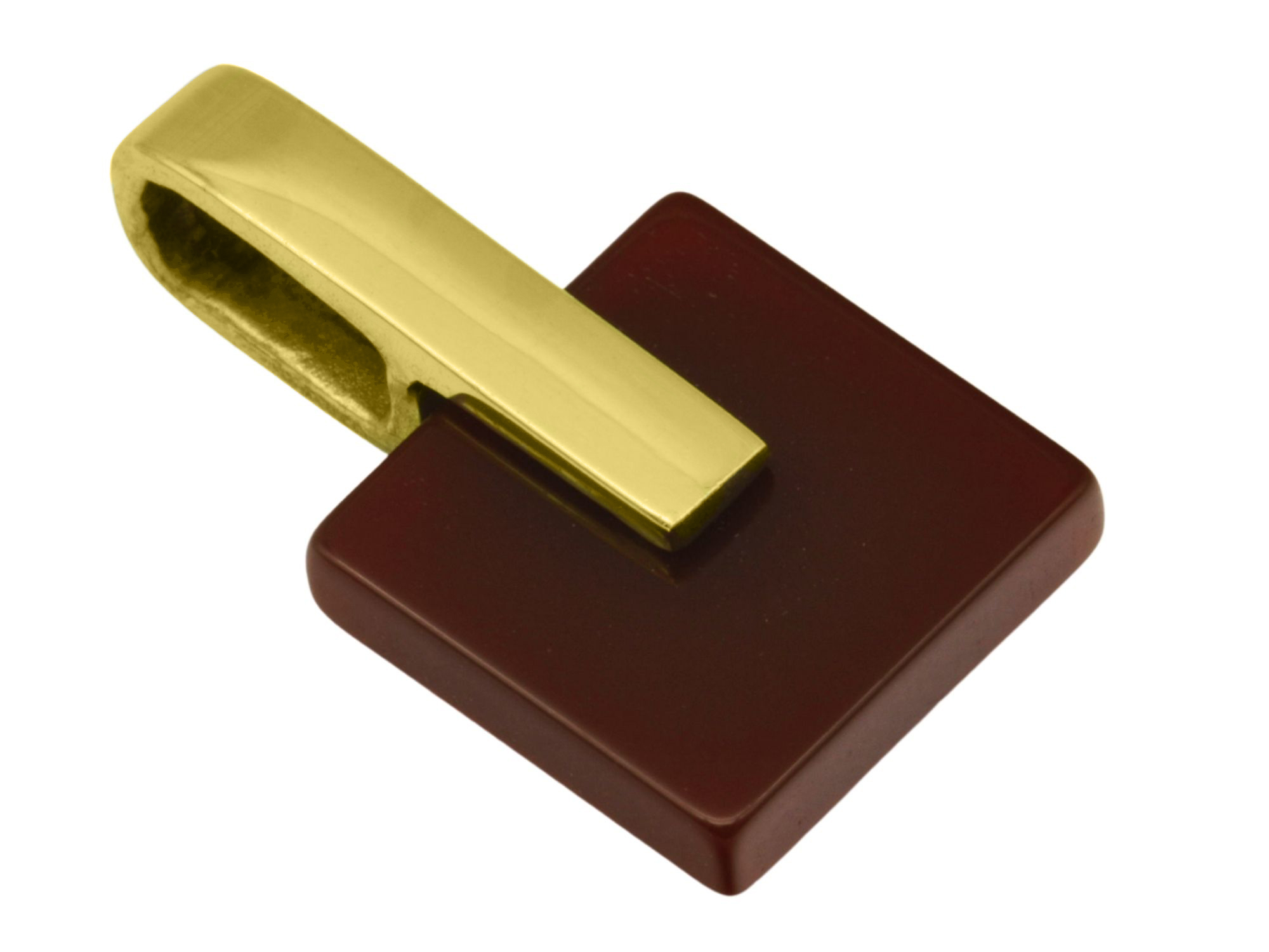 Anhänger Minimalistisch Karneol - Gelbgold poliert - Karneol Rot