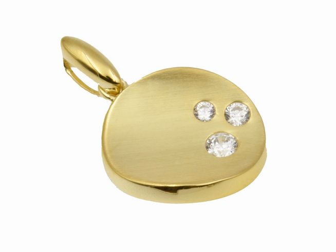 Edelsteinanhänger aus 925 Sterling Silber, teilmattiert und gelb vergoldet, mit drei funkelnden Zirkoniasteinen. Hersteller Juwelier Harnisch, verschiedene Motive erhältlich.