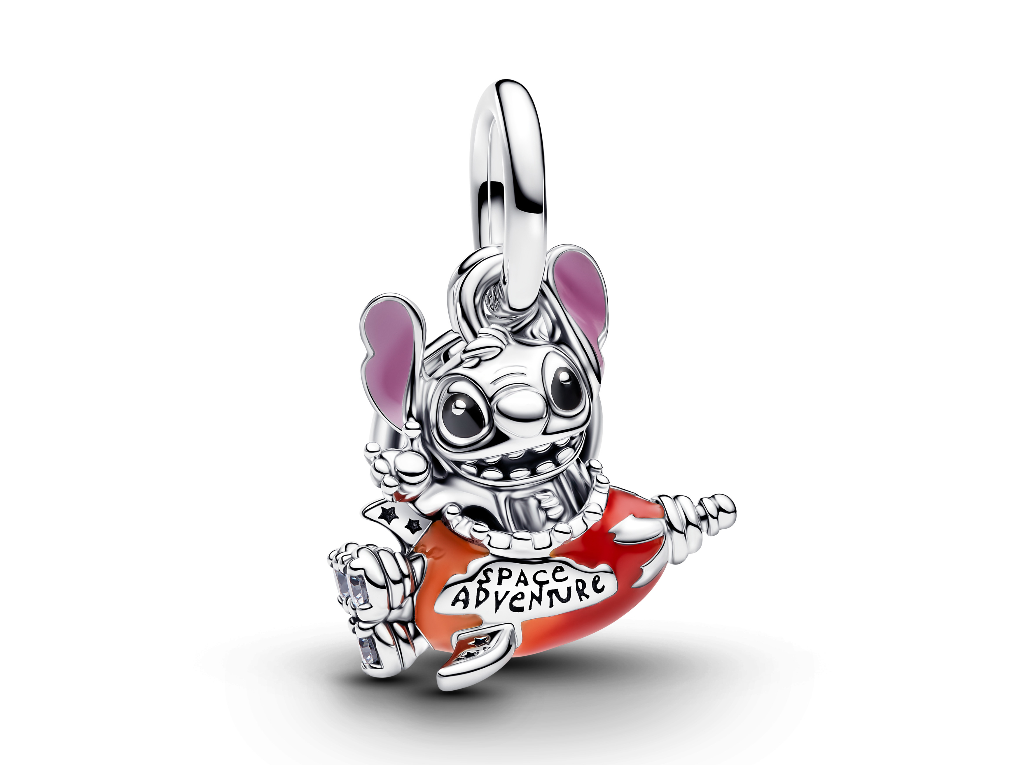 Pandora 793742C01 - Disney Stitch Raketenschiff Charm-Anhänger - Sterling Silber - Zirkonia Emaille Orange