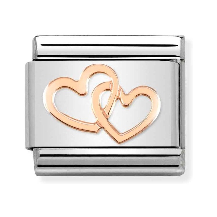 Nomination Composable Classic Charm Verflochtene Herzen - Edelstahl, roségoldfarben