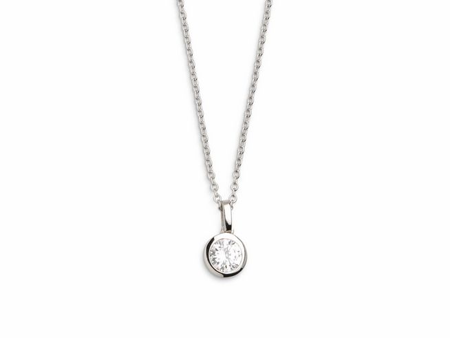 Xenox Sterling Silber Kette XS7284 in 40-45 cm mit Zarge Silber Ankerkette und einem funkelnden Anhänger mit klarem, rundem Stein. Elegant und zeitlos für jeden Anlass.