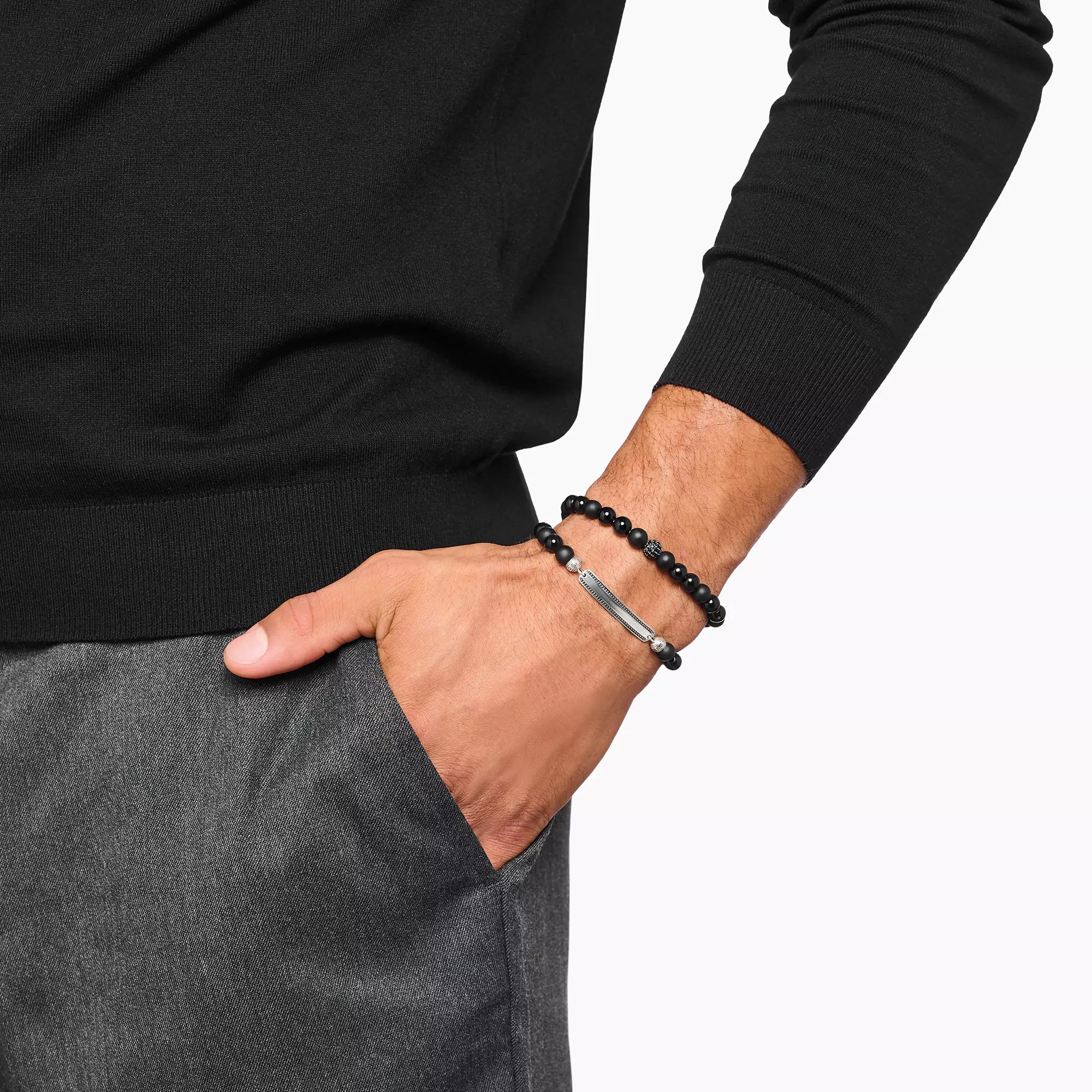 Thomas Sabo Gravur-Armband Obsidian und Tigerauge – 17 cm – Ansicht 4