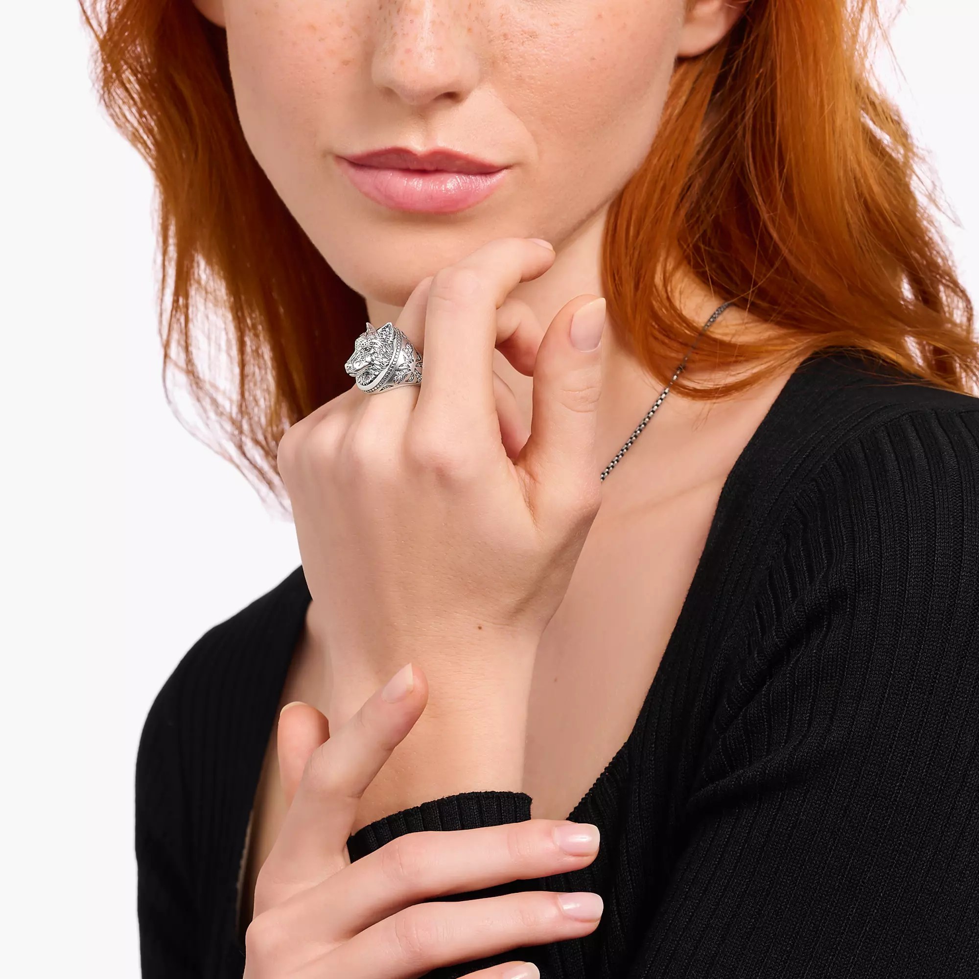 Thomas Sabo Ring - Rebel Wolf Siegelring - Silber gesch. & Zirkonia – Ansicht 2